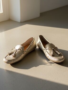 Coach Metallic Gold Tassel Loafers - Women's Slip-On Flats